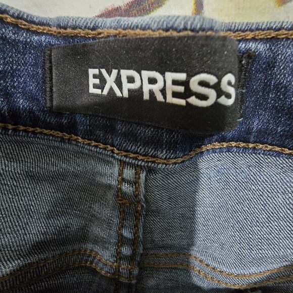 Express Floral Embroidery Jean Shorts Women Sz 2 Distressed Cutoffs Boho Cottage - Picture 6 of 13